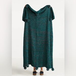 Anthropologie Pommed Bridget Eyelash Throw Blanket Green Teal Speckled NWT